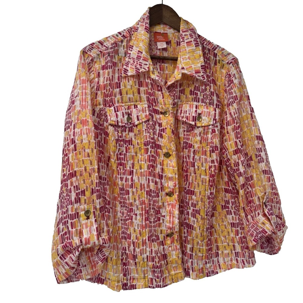 Artsy Lightweight Jacket Semi Sheer Resort Coastal plus 18W cover up beach